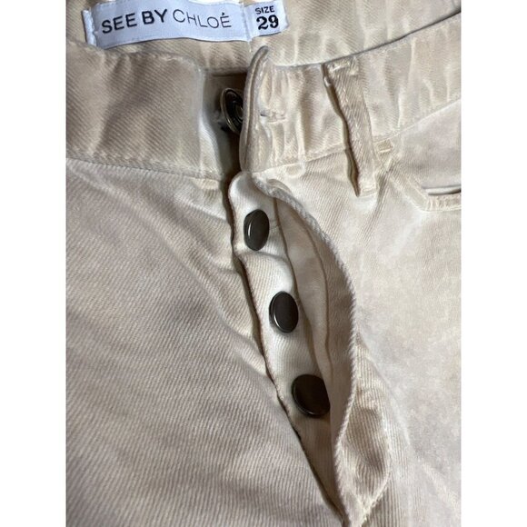 See by Chloe Tan Button Fly Jeans Pants Women's Size 29 - Picture 11 of 12